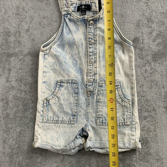 7 For All Mankind Overalls Girls Size 4T Short Blue Acid Wash Denim Casual - Picture 2 of 13